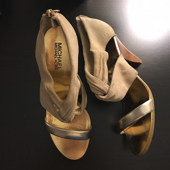 MICHAEL Michael Kors Shoes - SALE!!! Michael Kors Gold/Beige Wedge Heel
